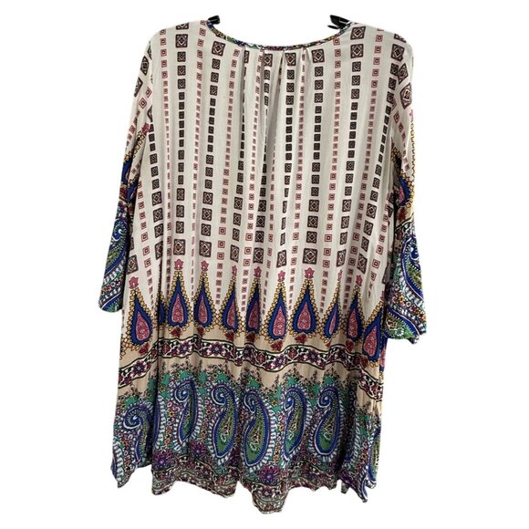 Umgee Womens Boho Peasant Mini Dress L Multicolor  Lightweight GUC - Picture 6 of 6
